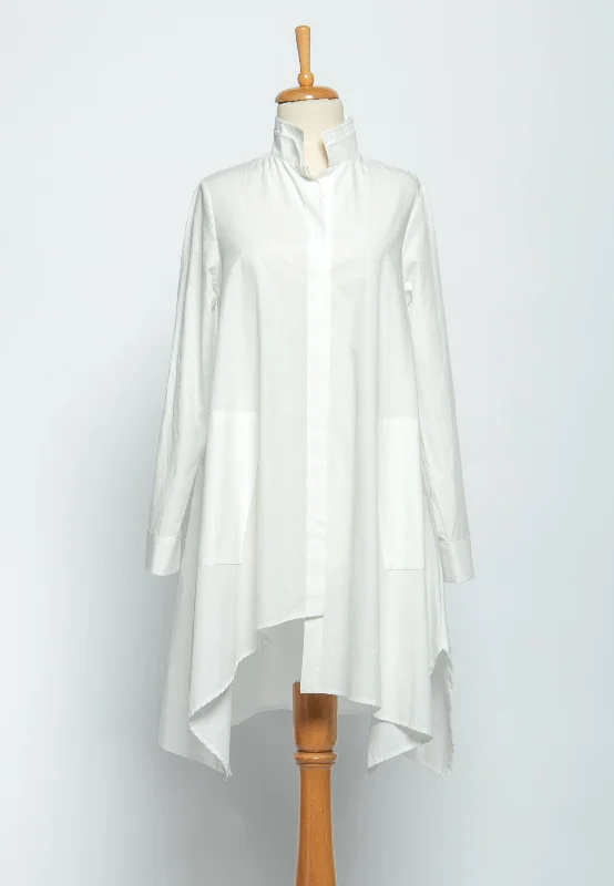 Ecru White Button Down Tunic Dress