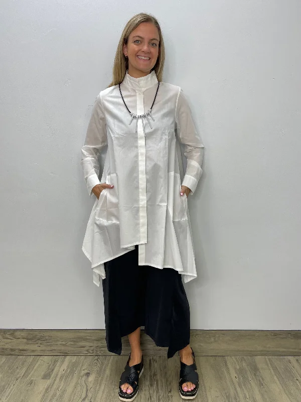 Ecru White Button Down Tunic Dress