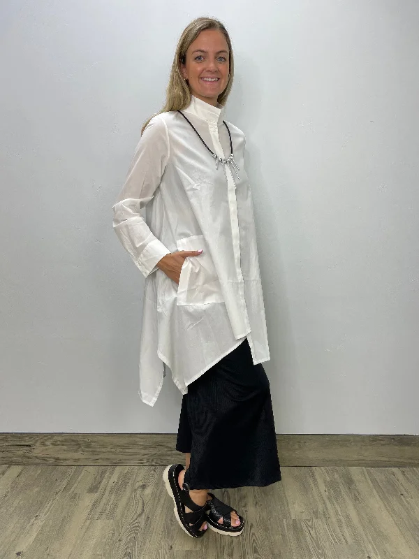 Ecru White Button Down Tunic Dress