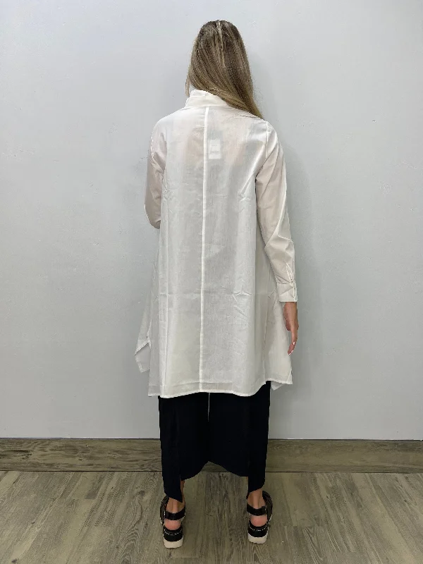 Ecru White Button Down Tunic Dress