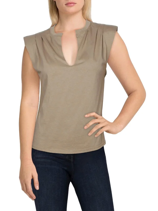 Womens Cotton Shoulder Pad T-Shirt