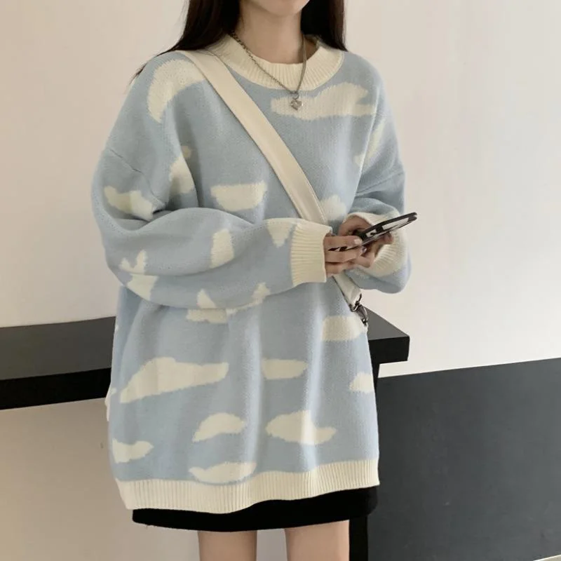 Women's Kawaii Cloud Knitted Loose Sweater