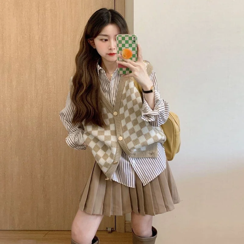 Women's Kawaii Plaid Waistcoat