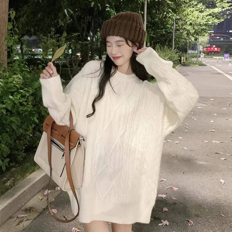 Women's Korean Style Cable Knitted Loose Sweater